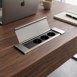 SLIM BOX SCHUKO 3-fach Steckdosenleiste für den Innenbereich 230V / Edelstahl