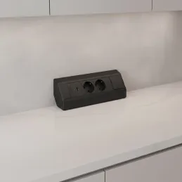 Innen-Steckdosenleiste CORNER SCHUKO 2x 230V + USB A-C / Schwarz matt