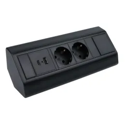 Innen-Steckdosenleiste CORNER SCHUKO 2x 230V + USB A-C / Schwarz matt