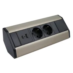 Innen-Steckdosenleiste CORNER SCHUKO 2x 230V + USB A-C / Edelstahl