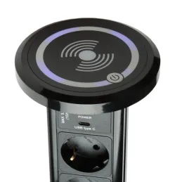 Automatische ausfahrbare elektrische Steckdose ASTRA SCHUKO 3x230V + 2xUSB A-C / Schwarz