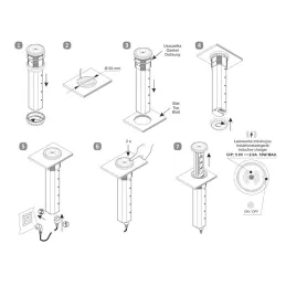 Automatische ausfahrbare elektrische Steckdose ASTRA SCHUKO 3x230V + 2xUSB A-C / Aluminium