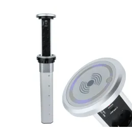 Automatische ausfahrbare elektrische Steckdose ASTRA SCHUKO 3x230V + 2xUSB A-C / Aluminium