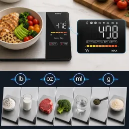 Küchen-Digitalwaage mit FIT BODY App / Schwarz