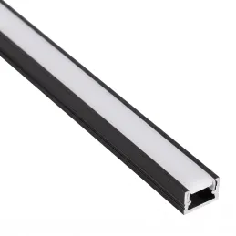 Aluminiumleiste ZARIA für LED-Beleuchtung mit milchiger Abdeckung / Schwarz matt