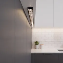 Aluminiumleiste ZARIA für LED-Beleuchtung mit transparenter Abdeckung / Schwarz matt