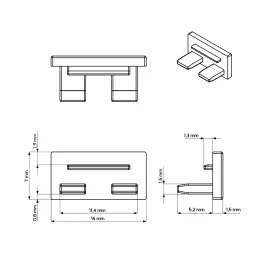 Endstück für LED-Profil ZARIA - mit Loch / Weiß matt