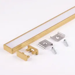 Set 1m Profil ZARIA für LED-Beleuchtung mit milchiger Abdeckung, Endkappen und Befestigung / Gold