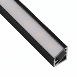 Eckiges Aluminiumprofil ZARIA für LED-Beleuchtung mit milchiger Abdeckung / Schwarz matt
