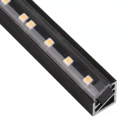 Eckiges Aluminiumprofil ZARIA für LED-Beleuchtung mit transparenter Abdeckung / Schwarz matt