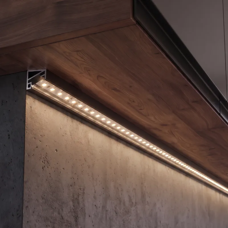 Eckiges Aluminiumprofil ZARIA für LED-Beleuchtung mit transparenter Abdeckung / Schwarz matt