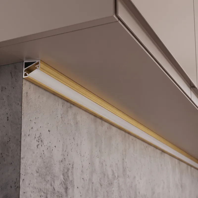 Eckiges Aluminiumprofil ZARIA für LED-Beleuchtung mit milchiger Abdeckung / Gold