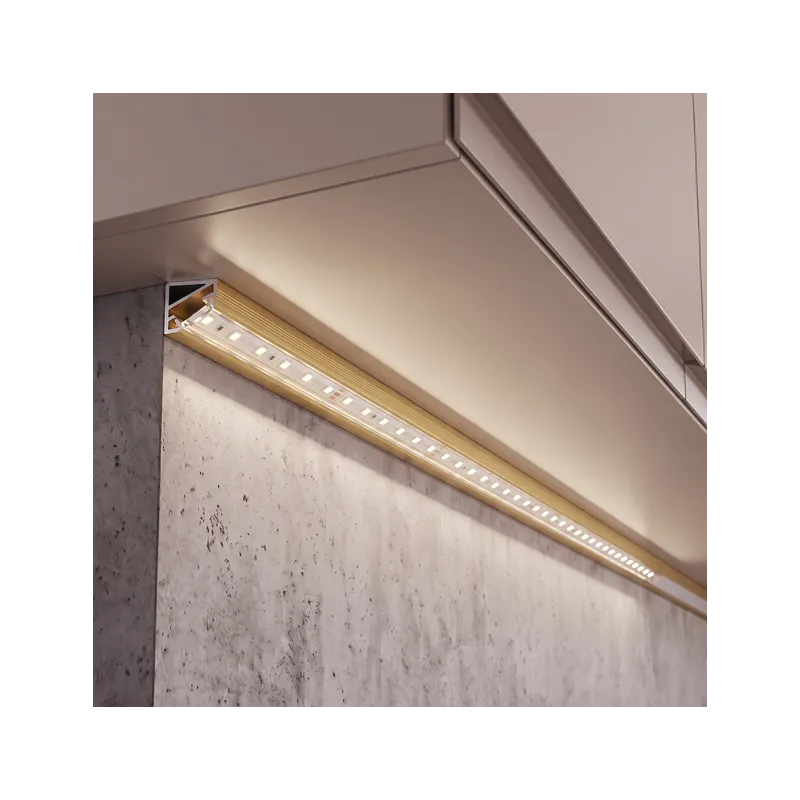 Eckiges Aluminiumprofil ZARIA für LED-Beleuchtung mit transparenter Abdeckung / Gold