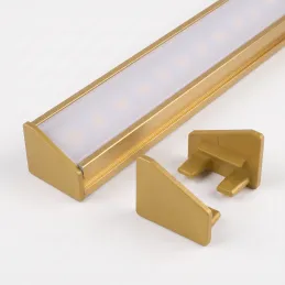 Jetzt 2 Stück Endkappen für das Eck-LED-Profil ZARIA - ohne Loch / Gold