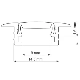 ZARIA Aluminium-Abdeckleiste für LED-Beleuchtung mit milchiger Abdeckung / Gold
