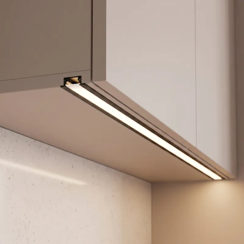 ZARIA Aluminium-Abdeckleiste für LED-Beleuchtung mit milchiger Abdeckung / Schwarz matt