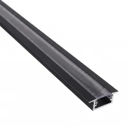 ZARIA Aluminium-Abdeckleiste für LED-Beleuchtung mit transparenter Abdeckung / Schwarz matt