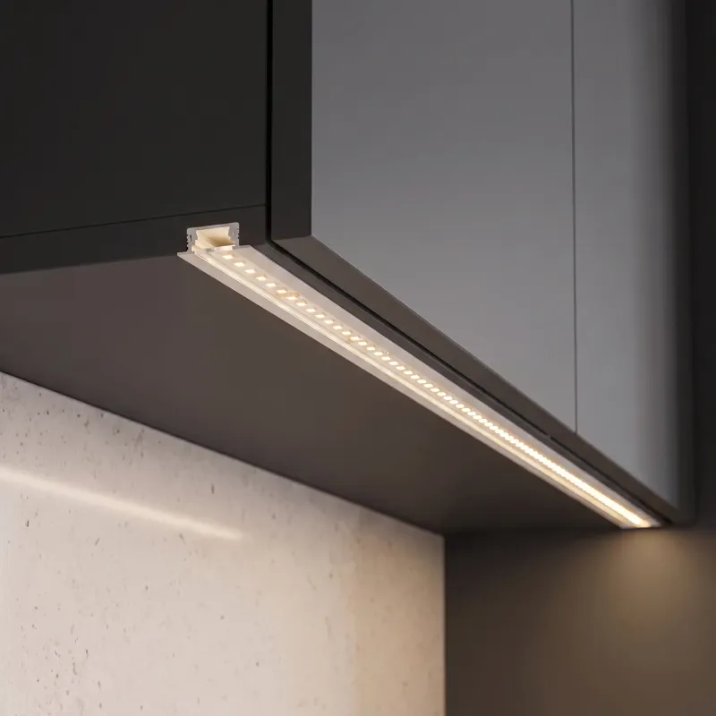 ZARIA Aluminium-Abdeckleiste für LED-Beleuchtung mit transparenter Abdeckung / Weiß matt