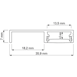 Aluminiumleiste für LED-Sockelbeleuchtung ARIANA mit milchiger Abdeckung / Schwarz matt