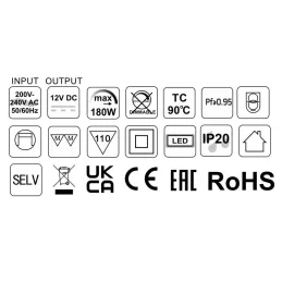 LED Trafo PREMIUM SLIM 12V DC / 180W