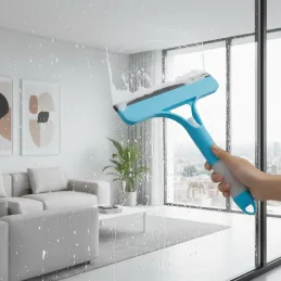 Fensterabzieher mit Sprühflasche