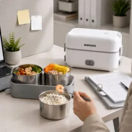 Elektrischer Lunchbox mit Heizung MARADO mit Behältern / Weiß