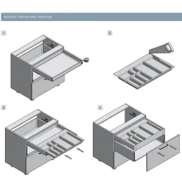 Besteckeinsatz für Schublade PEGAS / Grau