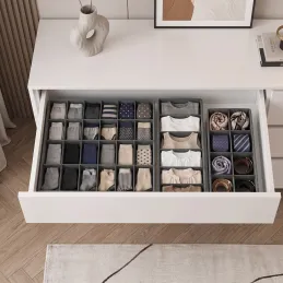 4-teiliges Set Aufbewahrungsboxen für den Kleiderschrank LORD / Grau