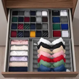 4-teiliges Set Aufbewahrungsboxen für den Kleiderschrank LORD / Grau