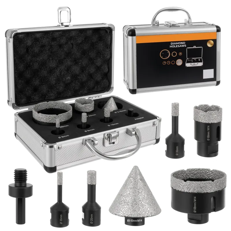 Professionelles 7-teiliges Diamant-Bohrkronen-Set 6 - 68 mm mit Koffer