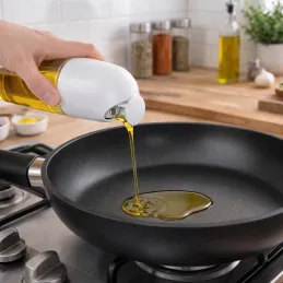 Glasflasche für Olivenöl oder Essig mit automatischem Öffnungsmechanismus 510 ml / Weiß