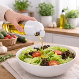 Glasflasche für Olivenöl oder Essig mit automatischem Öffnungsmechanismus 510 ml / Weiß
