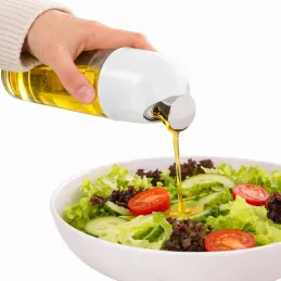 Glasflasche für Olivenöl oder Essig mit automatischem Öffnungsmechanismus 510 ml / Weiß
