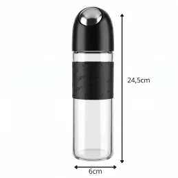 Glasflasche für Olivenöl oder Essig mit automatischem Öffnungsmechanismus 510 ml / Schwarz