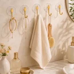Selbstklebender Haken GLAMOUR ROUND / Gebürstetes Gold