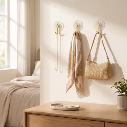 Selbstklebender Haken GLAMOUR ROUND / Gebürstetes Gold