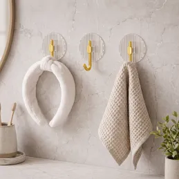 Selbstklebender Haken GLAMOUR ROUND / Gebürstetes Gold