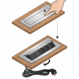 Ausklappbare Steckdose AMBIENTE SCHUKO 3x230V + USB A-C / Schwarz matt