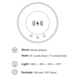 Automatische ausfahrbare Steckdose AMBIENTE SCHUKO 3x230V + USB A-C mit Licht und Ladefunktion / Schwarzes Glas