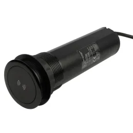 Ausziehbare Steckdose AVION SCHUKO 2x230V + USB A-C und induktives Laden / Schwarz matt