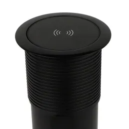 Ausziehbare Steckdose AVION SCHUKO 2x230V + USB A-C und induktives Laden / Schwarz matt