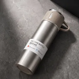 Edelstahl-Thermosflasche mit Becher THERMIO 500ml / Beige