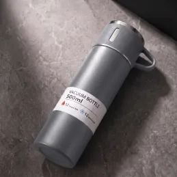 Edelstahl-Thermosflasche mit Becher THERMIO 500ml / Grau