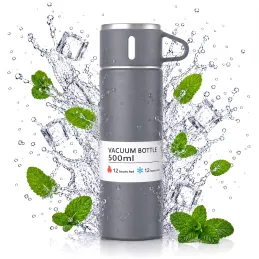 Edelstahl-Thermosflasche mit Becher THERMIO 500ml / Grau