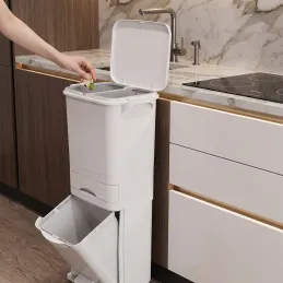 Abfalleimer SAVA mit Rollen 42L / Weiß