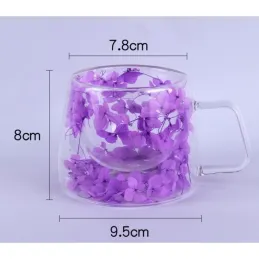 Thermo-Tasse für Getränke mit Blumen FLOWER GLASS 180 ml / Rot