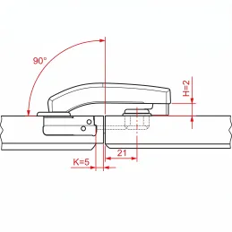 Scharnier 90° SLIDE-ON
