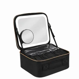 Kosmetiktasche mit LED-Spiegel GRANDIO / Schwarz