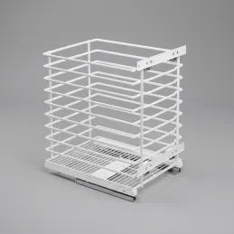 Ausziehbarer Wäschekorb mit Dämpfung und Türbefestigung ALO / Weiß matt