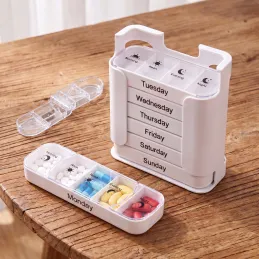 Exklusiver Organizer und Tablettenspender mit Tablettenschneider MEDIS / Weiß